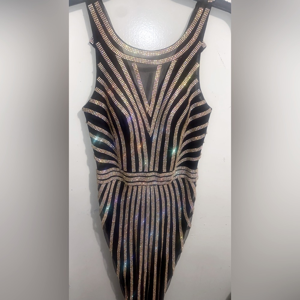 Black Evening Dresses with Crystal Beading (floor length)